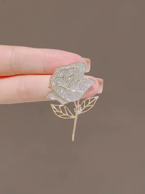 Luxury Fully Rhinestoned Golden Flower Brooch/Pin